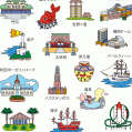 #0525 修学旅行誘致パンフレット マップイラスト