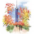 #0701 絵葉書・福岡タワーと紅葉