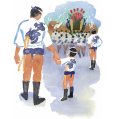 #0703 絵葉書・山笠と親子